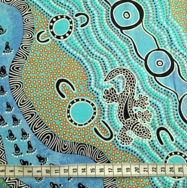 MULAKA HUNTING BLUE Aborigines Stoff aus Australien